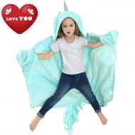 Brandream Unicorn Blanket for Girls Boys Kids/Toddler Blanket, Wearable Hooded Animal Blankets, Mystical Horn, Magic Feather Pattern, Soft Cozy Fleece Blanket