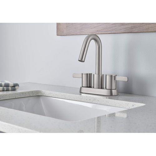  Danze D301130BN Amalfi Two Handle Centerset Bathroom Faucet with Metal Touch-Down Drain, Brushed Nickel