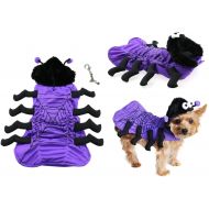 DOGGIE-DOGGIE Cute Spooky Purple Spider Plush Costume and Halloween Themed Accessory - for Dogs - Sizes XS Thru XL