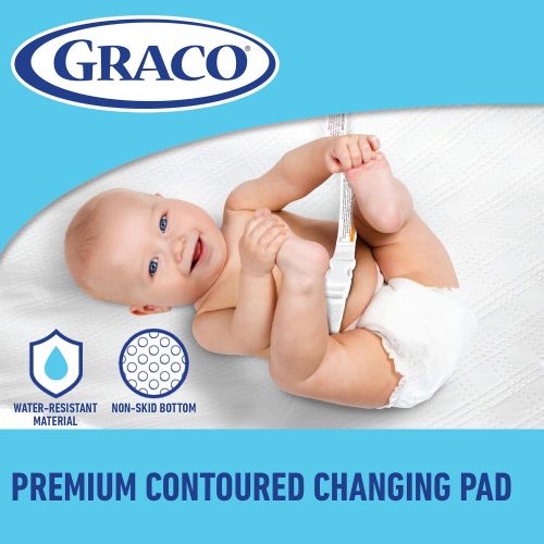 그라코 Graco Premium Contoured Infant and Baby Changing Pad Ultra Soft Buckle Cover for Premium Comfort Water Resistant Baby Safety Belt NonSkid Bottom Fits Standard Changing Topper, Whit