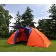 IN. iN. Outdoor Tent Double Layer Rainproof 3-6 People Two Bedrooms Outdoor Tent Orange Blue
