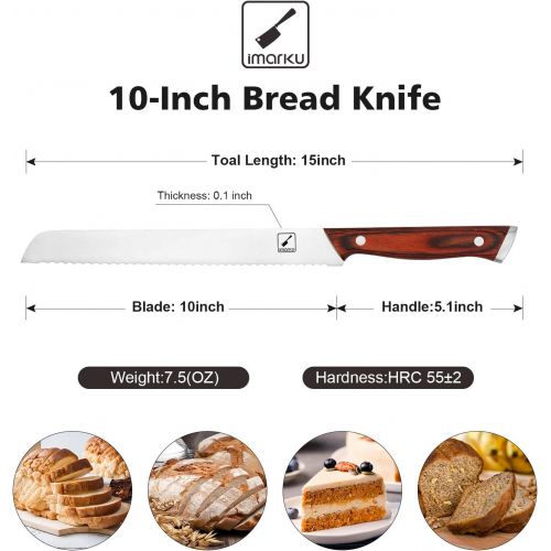  imarku Serrated Bread Knife 10 Inch High Carbon Ultra Sharp Stainless Steel Kitchen Knife