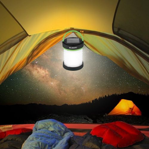  SUAOKI Led Camping Lanterns for Lighting (Powered by Solar Panel and USB Charging) Collapsible Flashlight for Outdoor Hiking Tent Garden (Emergency Charger for Phone, Water-Resista