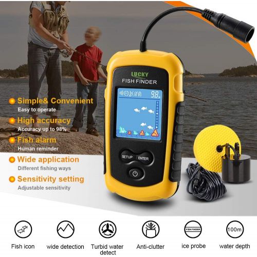  [아마존베스트]Lixada Fish Finder Wired Portable Colour Fishing Sonar Sensor LCD 100 m Deep Finder Echo Finder