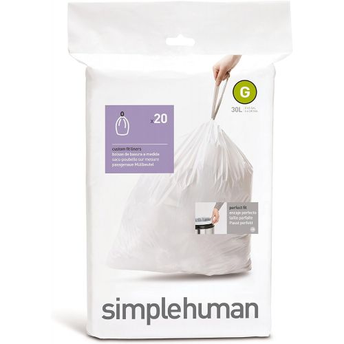 심플휴먼 simplehuman Code G Custom Fit Trash Can Liner, 30 Liters / 8 Gallons (4 pack)