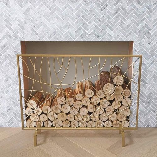  FOLDING Indoor Fireplace Screen Freestanding Single Panel Fireplace Screen Fireplace Spark Protection Baby Safe, Sturdy Wrought Iron Fire Spark Guard With Mesh for Stove/Gas Fire/Wood Burn