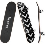 WhiteFang Skateboards for Beginners, Complete Skateboard 31 x 7.88, 7 Layer Canadian Maple Double Kick Concave Standard and Tricks Skateboards for Kids and Beginners