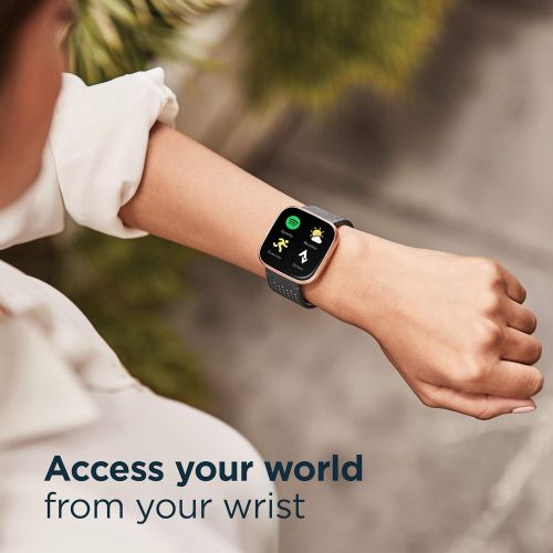  [아마존베스트]Fitbit Versa 2 Health and Fitness Smartwatch with Heart Rate, Music, Alexa Built-In, Sleep and Swim Tracking, Black/Carbon, One Size (S and L Bands Included)