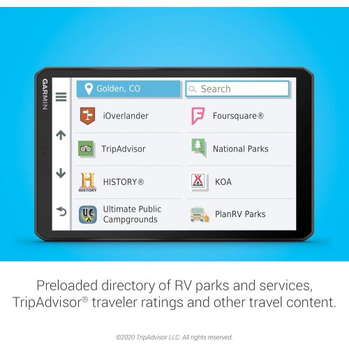 가민 Garmin RV 890, GPS Navigator for RVs with Edge-to-Edge 8” Display, Preloaded Campgrounds, Custom Routing and More