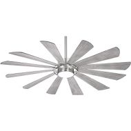 Minka Aire F870L-BS Windmolen 65 Outdoor Ceiling Fan with LED Light and Remote Control, Brushed Steel