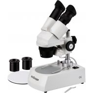 AmScope SE306-PZ Binocular Stereo Microscope, WF10x and WF20x Eyepieces, 20X/40X/80X Magnification, 2X and 4X Objectives, Upper and Lower Halogen Lighting, Reversible Black/White S