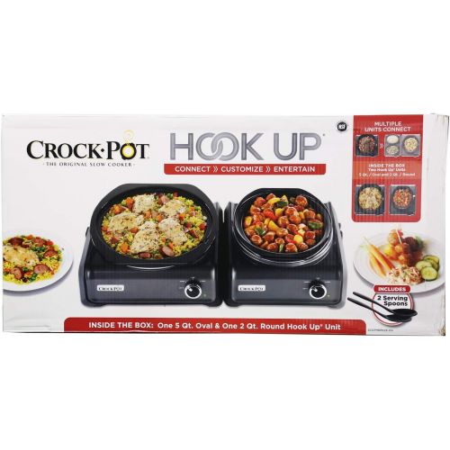 크록팟 Crock-Pot SCCPMD1-CH Hook Up Connectable Entertaining System, Double Oval 1-quart, Metallic Charcoal