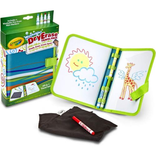  [아마존베스트]Crayola Washable Dry Erase Travel Pack, Whiteboard for Kids, Ages 4, 5, 6, 7