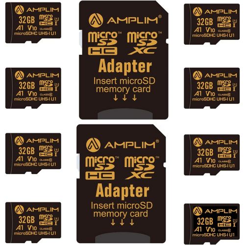  Amplim 32GB Micro SD Card, 8 Pack MicroSD Memory Plus Adapter, MicroSDHC Class 10 UHS-I U1 V10 TF Extreme High Speed Nintendo-Switch, GoPro Hero, Raspberry Pi, Phone Galaxy, Camera