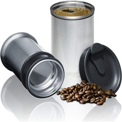  PRESSE by Bobble French Coffee Press And Insulated Stainless Steel Travel Tumbler for On-The-Go Brewing - 13 oz