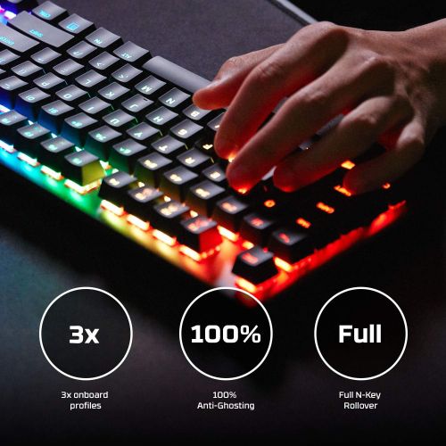  HyperX Alloy Origins - Mechanical Gaming Keyboard, Software-Controlled Light & Macro Customization, Compact Form Factor, RGB LED Backlit - Clicky HyperX Blue Switch,