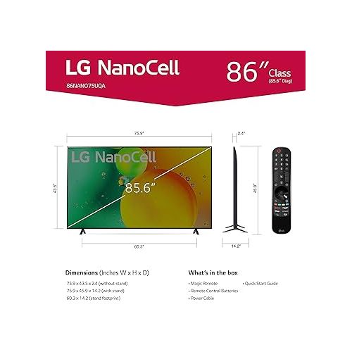  LG 86-Inch Class NANO75 Series Alexa Built-in 4K Smart TV, Black