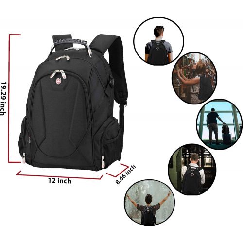  Ruigor Swiss 9508 Water Resistant Polyester Laptop Backpack with Side Pocket Fit for 15.6 Laptop and Notebook - Black