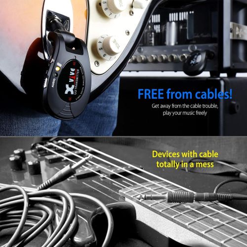  Xvive U2 Guitar Wireless System Rechargeable 2.4GHz Digital Guitar Wireless Transmitter and Receiver for Electric Guitar Bass Violin Keyboard