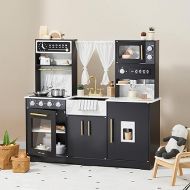 Tiny Land Play Kitchen for Kids, Wooden Play Kitchen Sets for Girls and Boys, New Modern Toddler Kitchen Toy Kitchen Designed in Trendy Home Style, Gift for Ages 3+