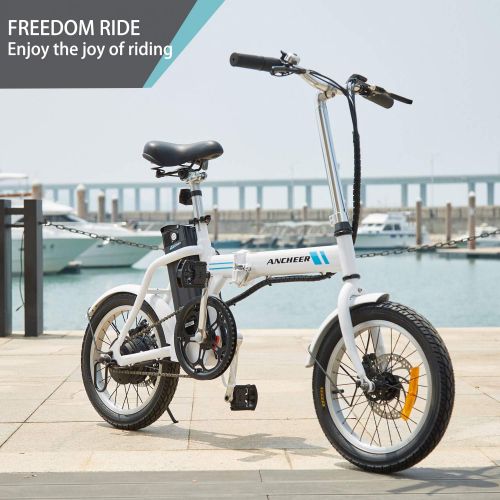  ANCHEER Folding Electric Commuter Bike, 16 City Ebike with 8Ah Removable Lithium-Ion Battery Electric Bicycles