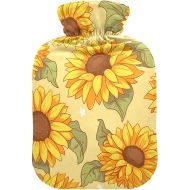 Water Bags Foot Warmer with Soft Cover 1 Liter fashy ice Water Bottle for Hot and Cold Compress, Hand Feet Sunflower Yellow White Orange Green
