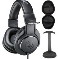 Audio-Technica ATH-M20X Monitor Headphones (Black) Bundle with Knox Gear Stand and Case(3 Items)