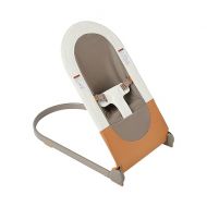 Boon Slant Portable Baby Bouncer - Folding Baby Seat for Infants - Lightweight Portable Baby Chair with Machine Washable Fabric and 3-Point Harness - Tan