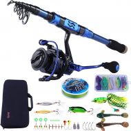Sougayilang Fishing Rod and Reel Combos - Carbon Fiber Telescopic Fishing Pole - Spinning Reel 12 +1 BB with Carrying Case for Saltwater and Freshwater Fishing Gear Kit