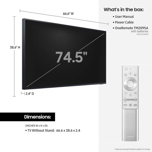삼성 SAMSUNG 75-inch Class QLED 4K UHD The Terrace Series Outdoor Direct Full Array 16x Quantum HDR 32x, Weatherproof, Wide Viewing Angle, Smart TV with Alexa Built-in (QN75LST7TAFXZA,