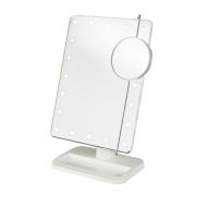 Jerdon JS811W 8-Inch by 11-Inch Rectangular LED Lighted Vanity Mirror with 10x Magnification Spot Mirror, White Finish