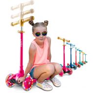 Kicksy Wheels Kicksy Kids Scooter for Kids Ages 3-12. Light & Sturdy 3 Wheel Adjustable Height for Toddler Boys & Girls. LightUp LED Wheels. Age 3+ for Indoor & Outdoor Play. Best Toy & Kids Gif