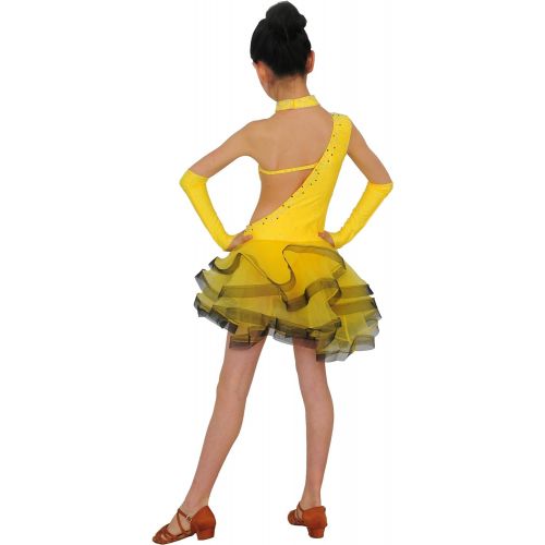  Colorfulworldstore Girls salsa tango Ballroom Latin Dance Dress 4sets-Silk yarn tyles