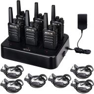 Retevis RT68 Walkie Talkies with Earpiece, Portable FRS Two-Way Radios Rechargeable, with 6 Way Multi Unit Charger, Hands Free, Long Range, Rugged 2 Way Radios 6 Pack for Adults Sc