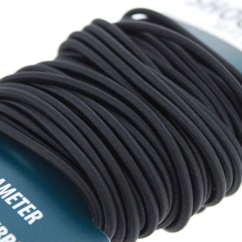  ASR Outdoor Elastic Shock Cord Natural Rubber 30 Feet 3mm Diameter, Black