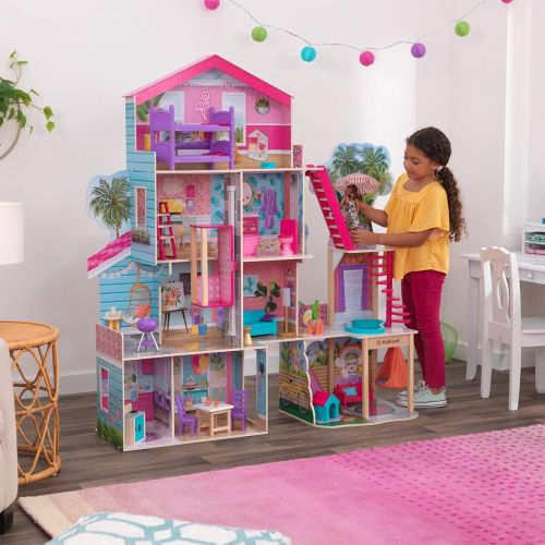 키드크래프트 KidKraft Pool Party Mansion Dollhouse with 26 Accessories - 3+ Years 4ft 11 Inches 1.5m