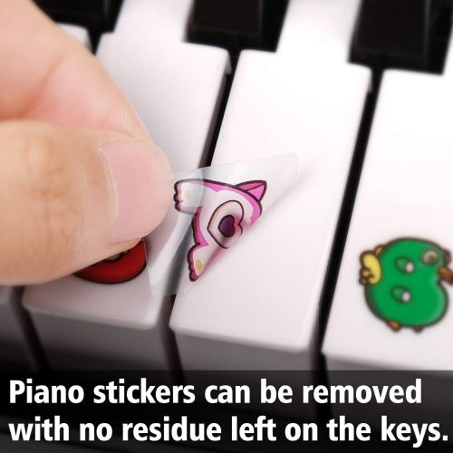  [아마존베스트]Eison Piano Keyboard Key Stickers Cute Animals for 88, 76, 61, 49 Key Extra Large Removable Piano Stickers for Kids