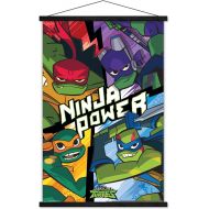 Trends International Nickelodeon Rise of The Teenage Mutant Ninja Turtles Wall Poster with Wooden Magnetic Frame, 22.375 x 34, Print and Black Hanger Bundle