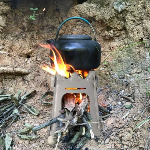  Lixada Camping Stove Titanium/Stainless Steel Folding Wood Burning Stove Pocket Stove Portable Lightweight (All Models)