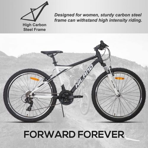  HH HILAND Hiland Mountain Bike for Woman, Shimano 21 Speed with Suspension Fork, 26 inch Mountain Bike Internal Cable for Youth/Women Womens Bike