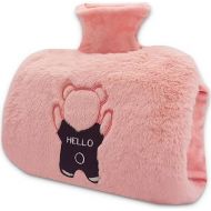 Hand Warmer Hot Water Bottle, Large Water Bag for Hot and Cold Compress, Ideal for Menstrual Cramps, Neck, Back and Shoulder Pain Relief (Peach Pink)