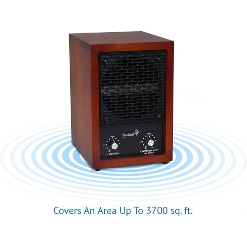  Ivation 5-in-1 HEPA Air Purifier & Ozone Generator, Ionizer & Deodorizer for Up to 3,700 Sq/Ft ? Included HEPA, Carbon and Photocatalytic Filters, with UV Light and Negative Ion Ge