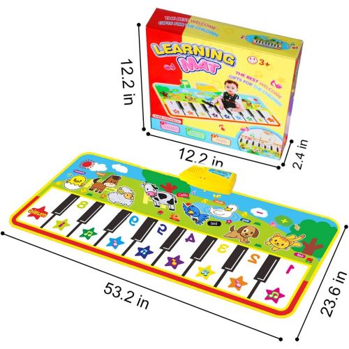  [아마존베스트]WOSTOO Piano Mat, Musical Piano Mat Keyboard Play Mat Portable Musical Blanket Instrument Toy with 8 Animal Sounds Dance Mat Educational Toy Gift for Kids Toddler Girls Boys