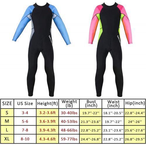  Luwint Kids Wetsuit for Boys Girls, 2.5MM Full Wet Suit Long Sleeve Diving Suits for Swimming Surf Kayaking Paddle Boarding
