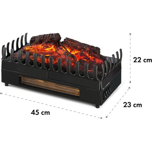  KLARSTEIN Kamini Electric Fireplace - Fireplace Insert, Glowing Logs, 1000 & 1500 Watts, 2 Watts LED, No Soots, Easy Cleaning, Heat Function, Flame Illusion, Romantic Atmosphere, B