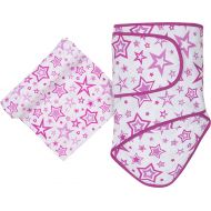 MiracleWare Muslin Swaddle Blanket and Miracle Blanket Set, Radiant Orchid Stars
