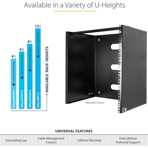  [아마존베스트]StarTech.com 6U Wall Mount Network Equipment Rack - 14 inch Deep - 19 Patch Panel Bracket for Shallow Server Equipment- 44lbs Capacity (WALLMOUNT6)