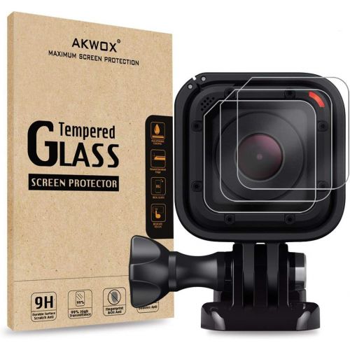  (Pack of 3) Tempered Glass Screen Protector for Gopro Hero 4 Session Hero 5 Session, Akwox 0.3mm 9H Hard Scratch-resistant Camera Lens Film for Gopro Hero4 Session/Hero5 Session Ca