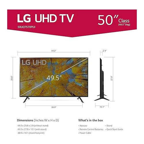  LG 50” UQ75 Series LED 4K UHD Smart webOS TV, 2022 (Renewed)