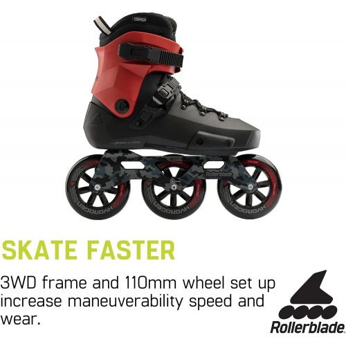 롤러블레이드 Rollerblade Twister 110 Unisex Adult Fitness Inline Skate, Black/Red, Urban Performance Inline Skates
